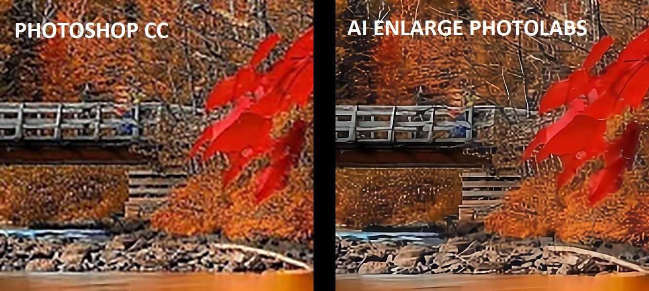 comparison between high quality photoshop and high quality AI Enlarge photos